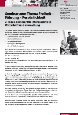 Seminar zum Thema Freiheit – Führung – Persönlichkeit